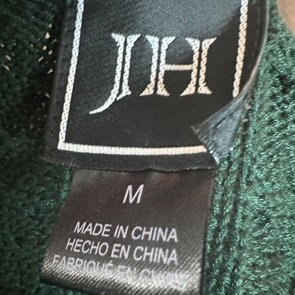 JH Green Cable Knit V-Neck A-Line Dress Long Sleeves Medium  Size M - Picture 6 of 7